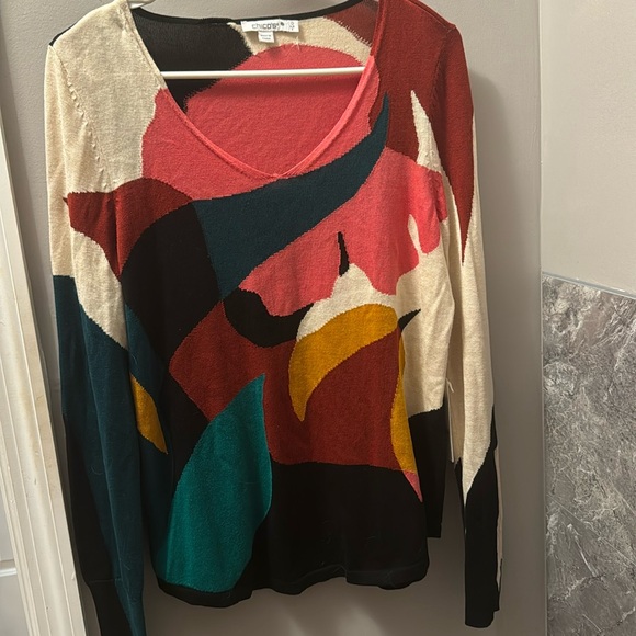 Chico’s NWT- pullover sweater- Multi-Color Size Small Chico’s Size 0 - Picture 1 of 5